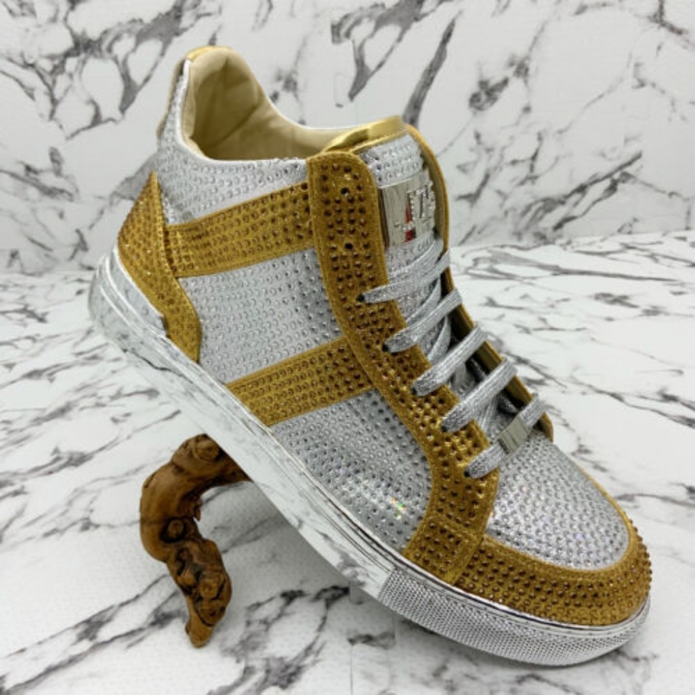 Men's J75 by Jump Gold | Silver Spezia Mid Hi-Top Sneakers